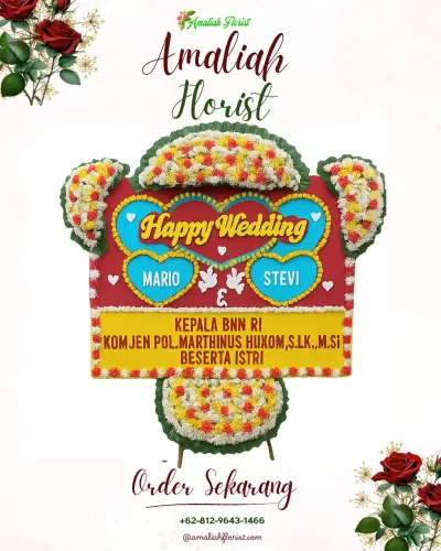 Karangan Papan Bunga Pernikahan di Singonegaran